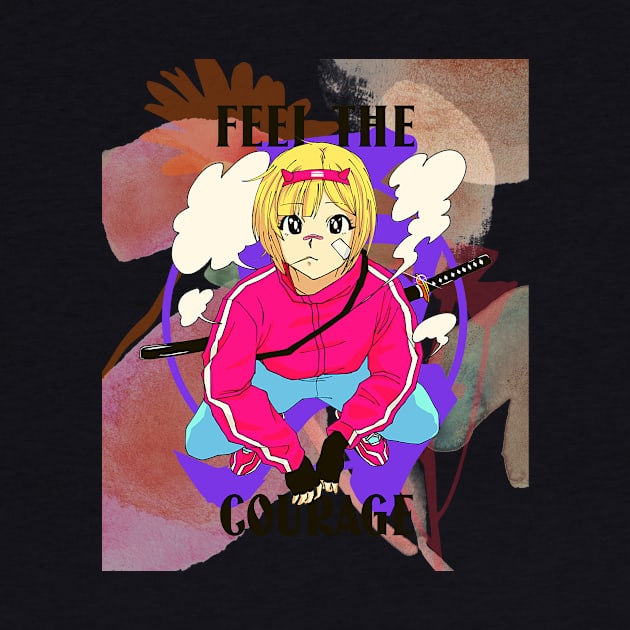 Feel the Courage (Anime Girl squat bandaid) by PersianFMts